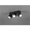 Trio Lighting TAURUS BARRA 3 SPOTS LED 15W 1350lm, 3000K METALLO NERO ORIENTABILE GIREVOLE BI-EMISSIONE INTERRUTTORI SEPARATI L. 27,3CM