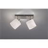 Trio Lighting TOMMY BARRA 2 SPOTS CON DIFFUSORI PARALUMI BIANCHI BASE METALLO ACCIAIO SATINATO L.28CM 2 LUCI ATTACCO E14