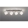 Trio Lighting TOMMY BARRA 4 SPOTS CON DIFFUSORI PARALUMI BIANCHI BASE METALLO ACCIAIO SATINATO L.70CM 4 LUCI ATTACCO E14