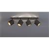 Trio Lighting TOMMY BARRA 4 SPOTS CON DIFFUSORI PARALUMI NERI E ORO BASE METALLO NERO OPACO L.70CM 4 LUCI ATTACCO E14