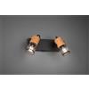 Trio Lighting TOSH BARRA 2 SPOTS CILINDRI GABBIA METALLO NERO OPACO E LEGNO L. 26CM ATTACCO E14