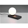 Trio Lighting CHLOE LAMPADA DA TAVOLO NERA CON SFERA VETRO BIANCO CON BASE X RICARICA INDUTTIVA CELLULARE CON INTERRUTTORE TOUCH H. 15CM 1 LUCE ATTACCO E14