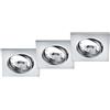 Trio Lighting JURA KIT 3 FARETTI DA INCASSO QUADRATI ORIENTABILI CROMATI 8X8CM ATTACCO GU10
