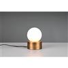 Trio Lighting COUNTESS LAMPADA DA TAVOLO BASE IN METALLO OTTONE ANTICATO CON VETRO BIANCO ACCENSIONE TOUCH H. 17CM 1 LUCE ATTACCO E14