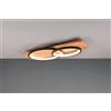 Trio Lighting BARCA PLAFONIERA LED 30W 3500lm, 3000K DOPPIA ELLISSE METALLO NERO E LEGNO NATURALE CON DIMMERAZIONE AD INTERRUTTORE L. 75CM