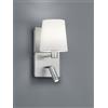 Trio Lighting MARRIOT APPLIQUE LED 3,1W 310lm- 1, 3000K + 1 LUCE ATTACCO E14 ACCIAIO SATINATO CON DOPPIA EMISSIONE PARALUME BIANCO E FARETTO LED OSRAM ORIENTABILE CON DOPPIO INTERRUTTORE E DOPPIA ACCENSIONE H. 30,8CM, D. 14CM