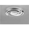 Trio Lighting CAYA PLAFONIERA LED 58W 6800lm, 2300+3000+4000K SPIRALE METALLO ALLUMINIO E NERO DIMMERABILE CON INTERRUTTORE D. 50CM