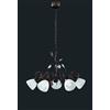 Trio Lighting TRADITIO LAMPADARIO 5 LUCI ATTACCO E14 METALLO RUGGINE ANTICO VETRI BIANCHI CON GEMME TRASPARENTI D.70CM