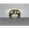Trio Lighting CRYSTEL PLAFONIERA METALLO CROMATO VETRO FUME' CROMATO CON DECORI EFFETTO CRISTALLO D. 34CM 3 LUCI ATTACCO E14