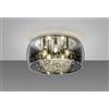 Trio Lighting CRYSTEL PLAFONIERA METALLO CROMATO VETRO FUME' CROMATO CON DECORI EFFETTO CRISTALLO D. 50CM 5 LUCI ATTACCO E14
