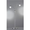 Trio Lighting ANTIBES PIANTANA METALLO ACCIAIO SATINATO CON 2 DIFFUSORI FLESSIBILI VETRO ALABRASTRO CON ACCENSIONE SEPARATA H. 125CM ATTACCO E14
