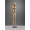 Trio Lighting BELL PIANTANA LEGNO NATURALE 3 SPOTS ORIENTABILI DIFFUSORI METALLO ACCIAIO ANTICATO INTERNO ORO H. 150CM ATTACCO E14