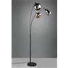 Trio Lighting LUMINA PIANTANA METALLO NERO AD ARCO CON 3 DIFFUSORI FORME DIFFERENTI IN VETRO CROMO FUME' H. 200CM ATTACCO E14