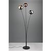 Trio Lighting SHELDON PIANTANA METALLO NERO CON 3 VETRI MULTICOLOR EFFETTO FUME' SPECCHIO H. 150CM 3 LUCI ATTACCO E14