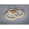 Trio Lighting GRANADA PLAFONIERA LED 36W 4300lm, 3000K TRIPLO CERCHIO NERO CON RIFLETTORE ORO DIMMERABILE CON INTERRUTTORE PARETE L. 71,5CM