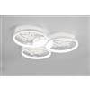 Trio Lighting GROOVY PLAFONIERA LED 30W 3800lm, 4000K 3 CERCHI CON DECORI GEMME TRASPARENTI BIANCA CON FUNZIONE DI REGOLAZIONE INTENSITA' CON NORMALE INTERRUTTORE A PARETE D. 62CM