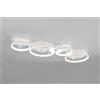 Trio Lighting GROOVY PLAFONIERA LED 37W 4800lm, 4000K 4 CERCHI CON DECORI GEMME TRASPARENTI BIANCA CON FUNZIONE DI REGOLAZIONE INTENSITA' CON NORMALE INTERRUTTORE A PARETE L. 95,5CM