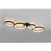 Trio Lighting GROOVY PLAFONIERA LED 37W 4600lm, 3000K 4 CERCHI CON DECORI GEMME TRASPARENTI NERA CON FUNZIONE DI REGOLAZIONE INTENSITA' CON NORMALE INTERRUTTORE A PARETE L. 96CM