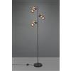 Trio Lighting TOSH PIANTANA 3 CILINDRI GABBIA METALLO NERO OPACO E LEGNO H. 150CM ATTACCO E14