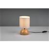 Trio Lighting LUCI LAMPADA DA TAVOLO BASE EFFETTO LEGNO MEZZA SFERA PARALUME BEIGE H. 23CM D. 14CM 1 LUCE ATTACCO E14