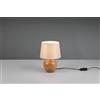 Trio Lighting LUXOR LAMPADA TAVOLO BASE EFFETTO LEGNO E PARALUME BEIGE H. 26CM D. 18CM 1 LUCE ATTACCO E14