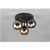 Trio Lighting SHELDON PLAFONIERA METALLO NERO CON 3 VETRI MULTICOLOR EFFETTO FUME' SPECCHIO D. 33CM 3 LUCI ATTACCO E14