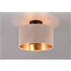 Trio Lighting JULIETA PLAFONIERA METALLO NERO PARALUME VELLUTO TORTORA E ORO D. 30CM 2 LUCI ATTACCO E14