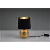 Trio Lighting SOPHIA LAMPADA DA TAVOLO BASE CERAMICA ORO E PARALUME EFFETTO VELLUTO NERO H. 26CM 1 LUCE ATTACCO E14