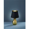 Trio Lighting PINEAPPLE LAMPADA DA TAVOLO CERAMICA ANANAS ORO CON PARALUME NERO E ORO H.35CM ATTACCO E14