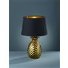 Trio Lighting PINEAPPLE LAMPADA DA TAVOLO CERAMICA GRANDE ANANAS ORO CON PARALUME NERO E ORO H.45CM ATTACCO E27