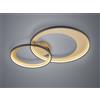 Trio Lighting GRANADA PLAFONIERA LED DOPPIO CRECHIO NERO CON RIFLETTORE ORO OPACO CON FUNZIONE REGOLAZIONE INTENSITA' CON INTERRUTTORE PARETE L. 85CM 36W 4300lm, 3000K