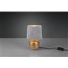 Trio Lighting SOPHIA LAMPADA DA TAVOLO BASE CERAMICA ORO E PARALUME EFFETTO VELLUTO GRIGIO H. 26CM 1 LUCE ATTACCO E 14