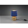 Trio Lighting SOPHIA LAMPADA DA TAVOLO BASE CERAMICA ORO E PARALUME EFFETTO VELLUTO BLU H. 26CM 1 LUCE ATTACCO E 14