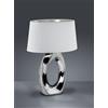 Trio Lighting TABA LAMPADA DA TAVOLO GRANDE BASE CERAMICA ARGENTO CON PARALUME BIANCO E ARGENTO H.52CM 1 LUCE ATTACCO E27