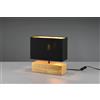 Trio Lighting WODDY LAMPADA DA TAVOLO BASE RETTANGOLARE LEGNO E PARALUME NERO H. 30,5CM X L. 30CM 1 LUCE ATTACCO E27
