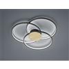 Trio Lighting SEDONA PLAFONIERA LED 40W 4800lm, 3000K 3 CERCHI NERA CON INSERTO EFFETTO LEGNO DIMMERABILE CON INTERRUTTORE D.80CM