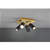 Trio Lighting MARLEY PLAFONIERA QUADRATA BASE ORO 4 SPOTS CILINDRI NERO 24X24CM 4 LUCI ATTACCO GU10