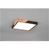 Trio Lighting META PLAFONIERA LED 20W 2400lm, 3000K QUADRATA BORDO NERO E LEGNO NATURALE CON FUNZIONE DI REGOLAZIONE INTENSITA' CON NORMALE INTERRUTTORE A PARETE 31,5CM X 31,5CM