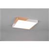 Trio Lighting META PLAFONIERA LED 20W 2400lm, 3000K QUADRATA BORDO BIANCO E LEGNO NATURALE CON FUNZIONE DI REGOLAZIONE INTENSITA' CON NORMALE INTERRUTTORE A PARETE 31,5CM X 31,5CM