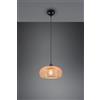 Trio Lighting INGA SOSPENSIONE RETICOLO RATTAN NATURALE E MONTATURA NERA D. 30CM 1 LUCE ATTACCO E27