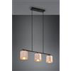 Trio Lighting JULIETA SOSPENSIONE METALLO NERO CON 3 PARALUMI VELLUTO TORTORA E ORO L. 66CM ATTACCO E14