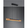Trio Lighting KERALA SOSPENSIONE LED 25W 3000lm, 3000K LEGNO NATURALE E METALLO NERO DIMMERABILE CON TOUCH DIMMER L. 90CM