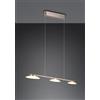 Trio Lighting MERTON SOSPENSIONE LED 27W 2850lm, 3000K METALLO ACCIAIO CON 3 DIFFUSORI VETRO DIMMERABILE AD INTERRUTTORE L. 102CM