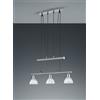 Trio Lighting LEVISTO SOSPENSIONE CON BILANCERE LED 3 VETRI ACCIAIO L.60,5 CM 3 LUCI ATTACCO E14, LAMPADINE INCLUE 14,7W 1410LM 3000K