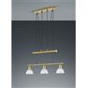 Trio Lighting LEVISTO SOSPENSIONE C/BILANCERE LED 3 VETRI OTTONE L.60,5CM 3 LUCI ATTACCO E14, LAMPADINE INCLUSE 14,7W 1410LM 3000K