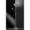 Trio Lighting QUEBEC PIANTANA LED 5,5W 600lm- 35W 4200lm, 3000+4500+6500K-CON LAMPADA LETTURA ACCIAIO ORIENTABILE DIMMERABILE H. 180