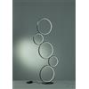 Trio Lighting RONDO LAMPADA DA TERRA LED 36W 4700lm, 3000K 5 CERCHI METALLO NERO OPACO DIMMERABILE H. 45CM
