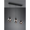 Trio Lighting LUMINA SOSPENSIONE RETTANGOLARE METALLO NERO CON 3 DIFFUSORI DI VETRO FUME' CROMATO IN FORME DIFFERENTI L. 68,8CM 3 LUCI ATTACCO E14