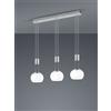 Trio Lighting MADISON SOSPENSIONE LED 24W 2700lm, 3000K BARRA METALLO ACCIAIO E 3 VETRI SFERA BIANCHI CON REGOLAZIONE ALTEZZA CON CONTRAPPESO E DIMMERAZIONE INTENSITA' CON NORMALE INTERRUTTORE A PARETE L. 82CM
