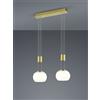 Trio Lighting MADISON SOSPENSIONE LED 16W 1800lm, 3000K BARRA METALLO OTTONE E 2 VETRI SFERA BIANCHI CON REGOLAZIONE ALTEZZA CON CONTRAPPESO E DIMMERAZIONE INTENSITA' CON NORMALE INTERRUTTORE A PARETE L. 52CM